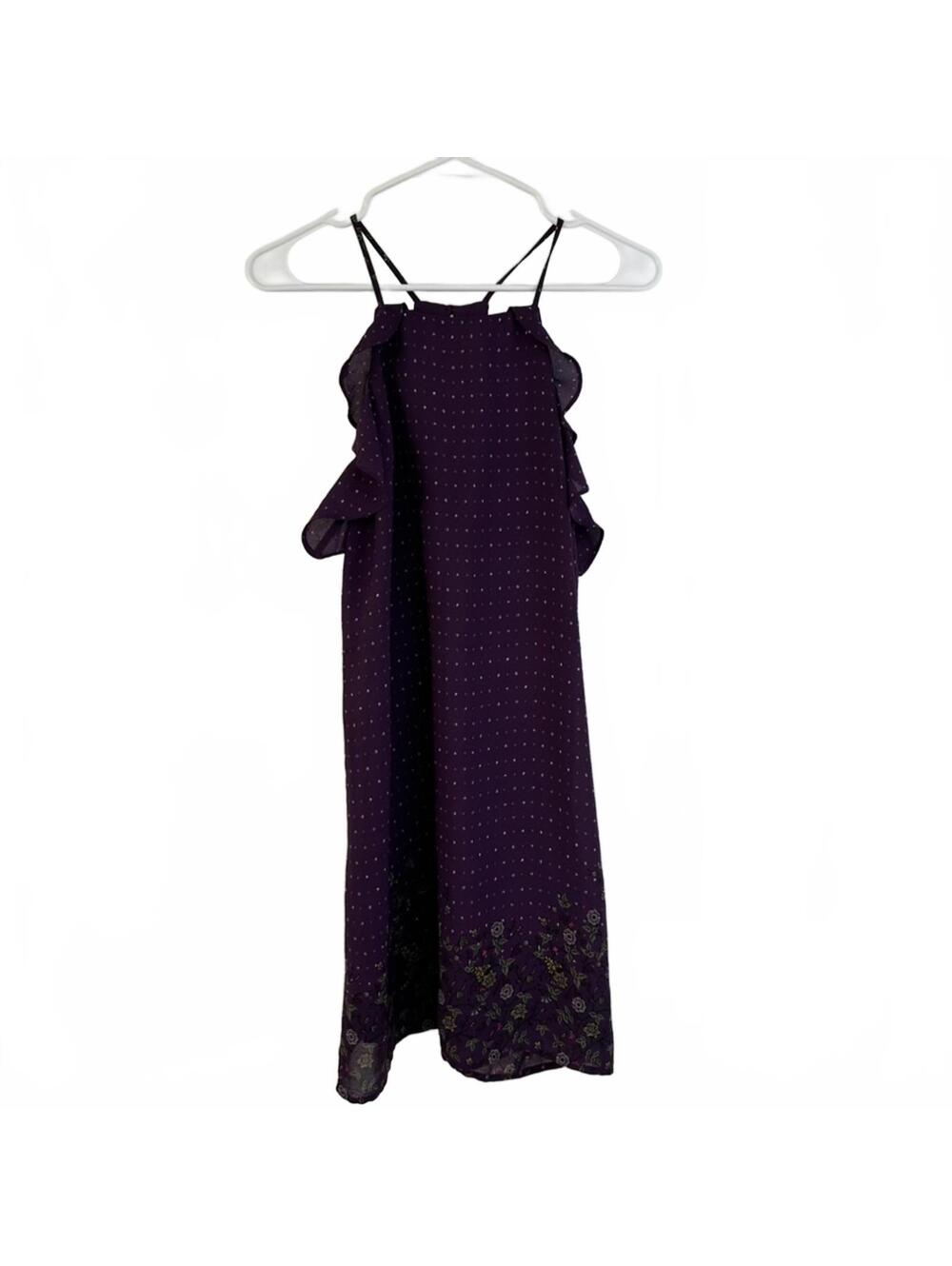 Francesca Floral Ruffle Halter Dress Purple Floral NWT XS